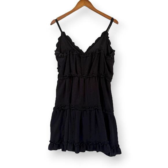 Evolutionary Apparel Black Chiffon Swiss Dot Mini Dress Size L Sleeveless V-Neck - Picture 7 of 11